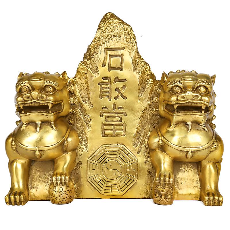 美帮汇铜泰山石敢当摆件双狮石敢当铜狮子摆件铜泰山双狮石敢当高清大图