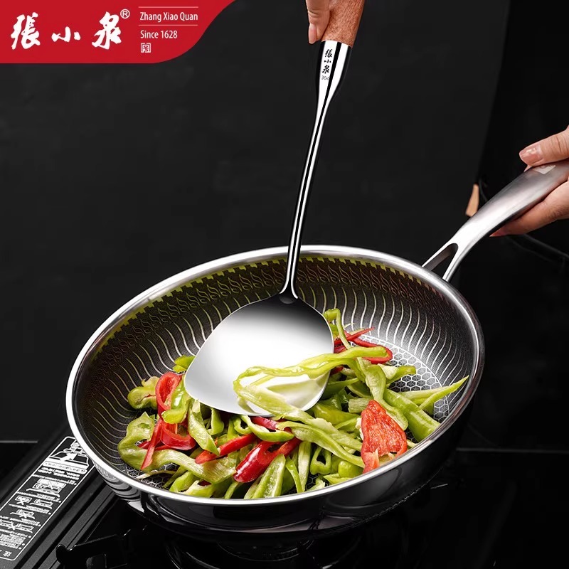 张小泉锅铲304不锈钢加厚炒菜铲厨具汤勺套装家用铲不粘锅用8138高清大图