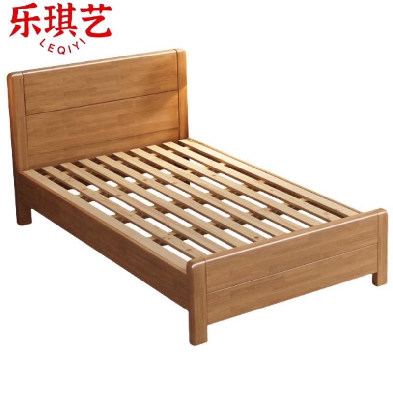 乐琪艺 实木单人床 榉木色 2000*1500*950mm 张高清大图