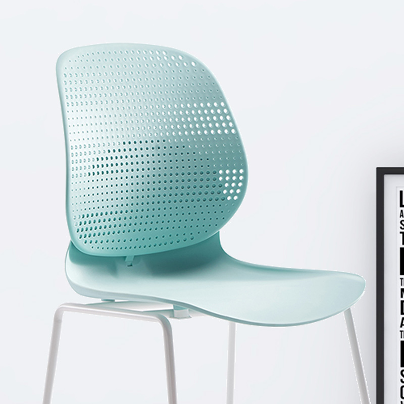 臻远ZY-7831 简约休闲办公椅轻奢铁艺靠背椅 绿背绿座高清大图