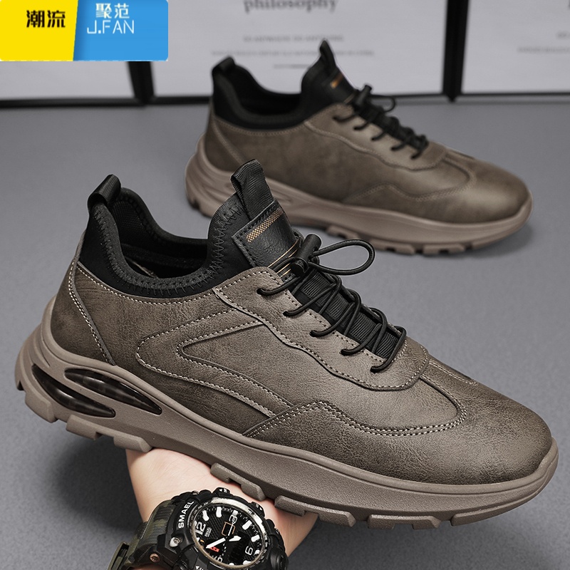 聚范男鞋夏季厨房厨师鞋防水防滑工作休闲皮鞋一脚蹬纯黑色劳保潮鞋高清大图