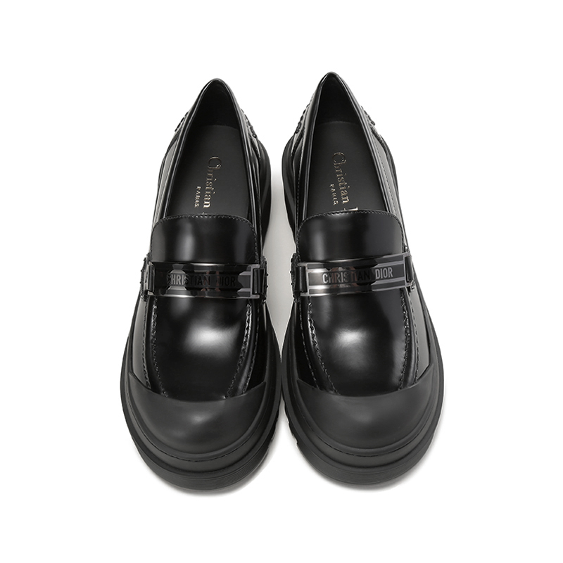 迪奥 dior 女士牛皮革dior code珐琅logo饰牌厚底乐福鞋单鞋皮鞋kdb