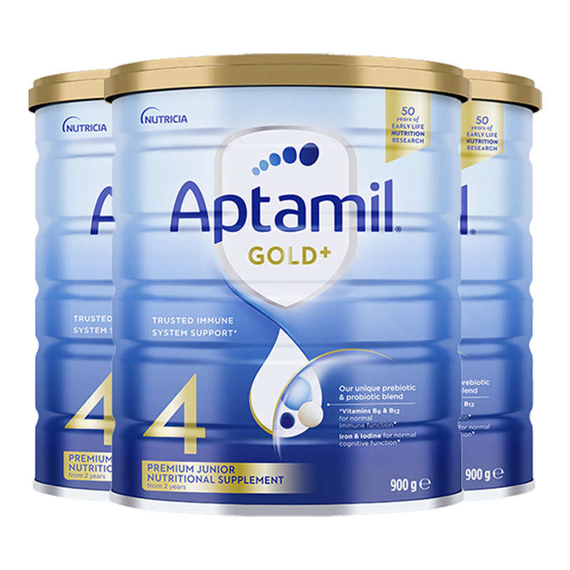 有效期到27年3月-3罐装 | Aptamil 澳洲爱他美 金装版 4段 婴幼儿配方奶粉(2岁以上) 900g