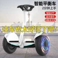 智能电动平衡车儿童双轮成人学生儿童8-12自平衡车带杆手提平衡车 10寸/星空蓝