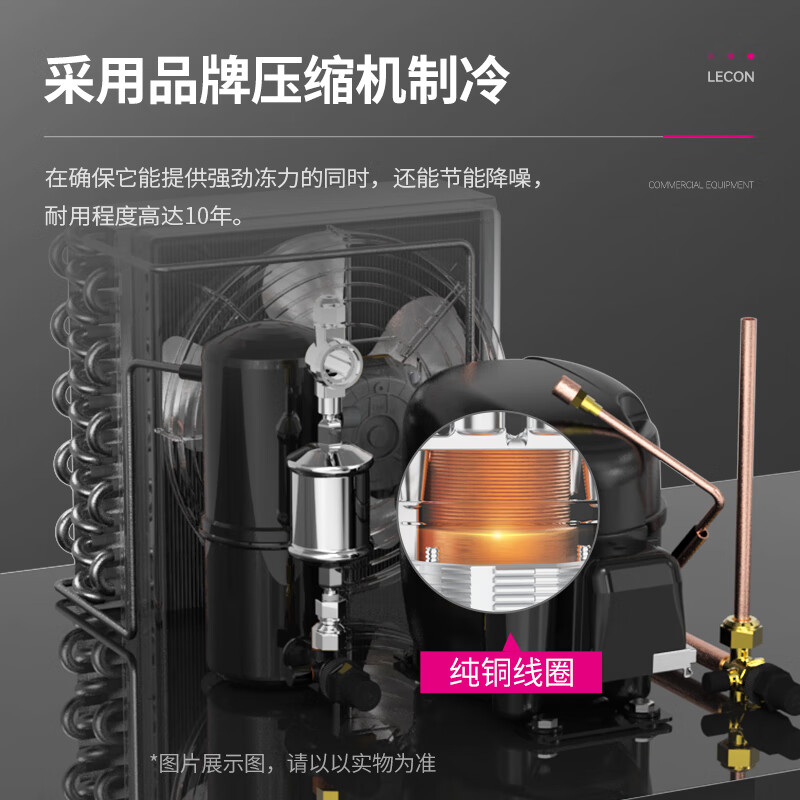 乐创(lecon)商用双门冰柜 立式厨房保鲜柜节能压缩机 工程豪华款全冷藏 LC-J-EMG02高清大图