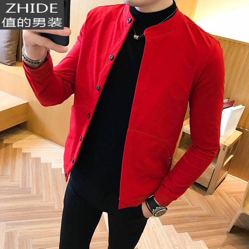SUNTEK春秋季新款外套2020社会小伙衣服潮流百搭男装韩版修身精夹克男夹克高清大图