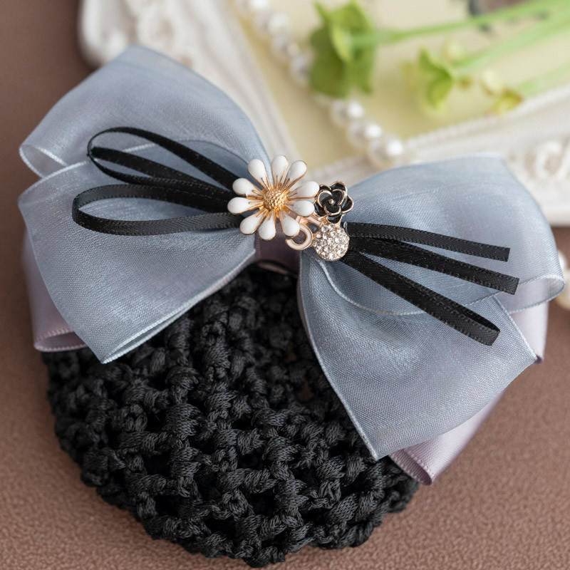 职业头花带网兜发夹发网布艺简约顶夹空姐护士发套工作头饰品1号