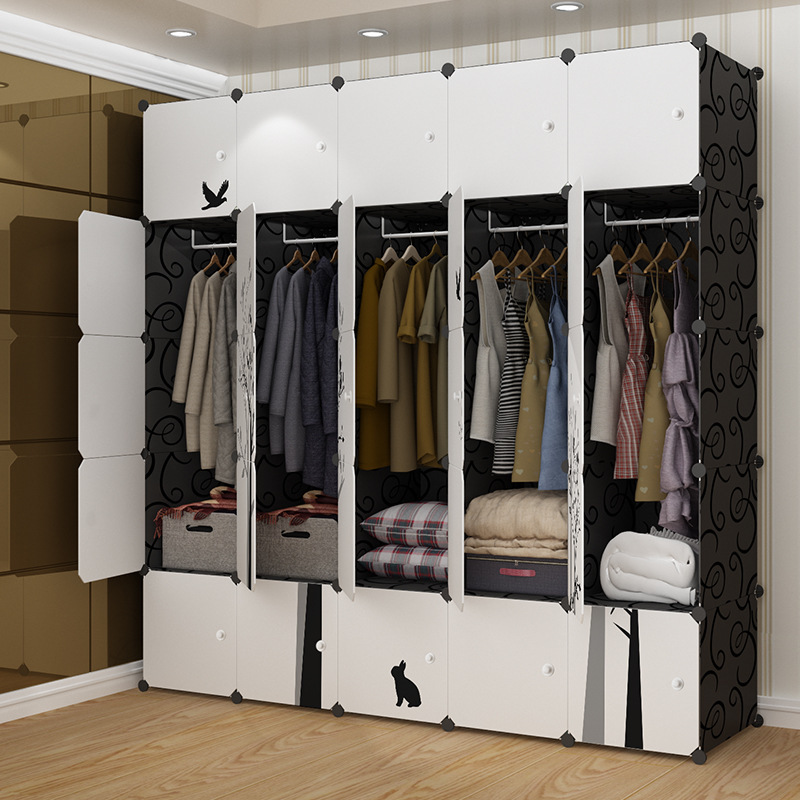 弘拜简易衣柜大衣橱柜简约现代经济型现代卧室衣橱塑料组装家用租房