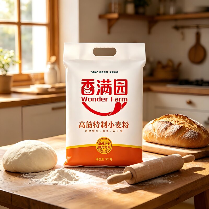 香满园高筋特制小麦粉5kg家用包包子饺子通用面粉劲道美味面条高清大图