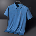 中年男士polo衫冰丝短袖翻领t恤袖广告文化衫衣服刺绣印字logo潮 XL 深蓝