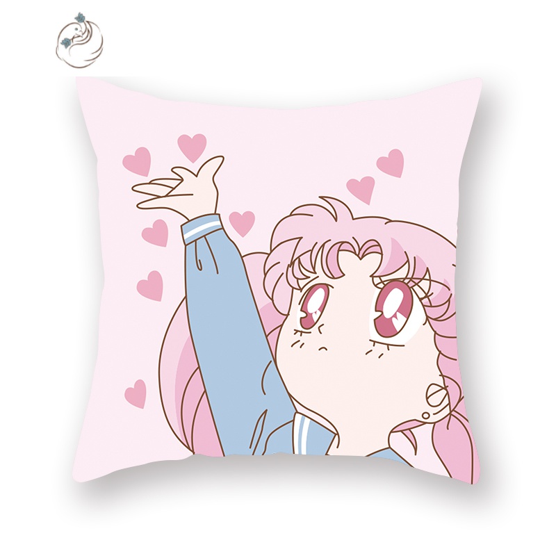 风抱枕套客厅沙发卧室抱枕可爱粉色萌妹靠枕美少女靠垫4545 舒适主义