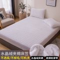 加厚夹棉床笠单件床罩防滑固定床垫保护套防尘罩2019年新款 夹棉水晶绒加厚保暖床笠180cmx200cm 白色