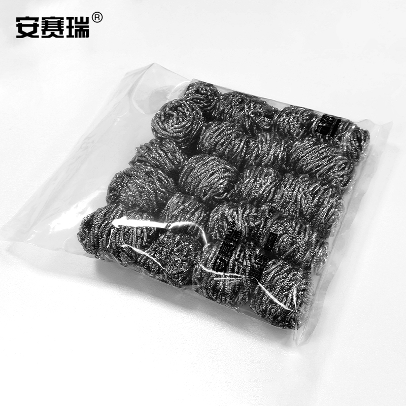 安赛瑞 钢丝球(5包装)-材质:410钢丝,颜色:本色,克重:13克/个,尺寸:5CM直径/个,外包装规格:26cm*3高清大图