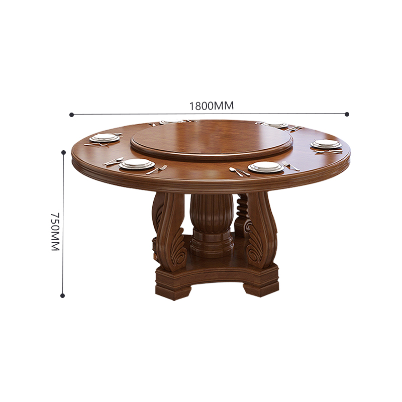 臻远 ZY3110419 实木餐桌圆形餐桌椅组合1.8米圆桌12把餐椅高清大图