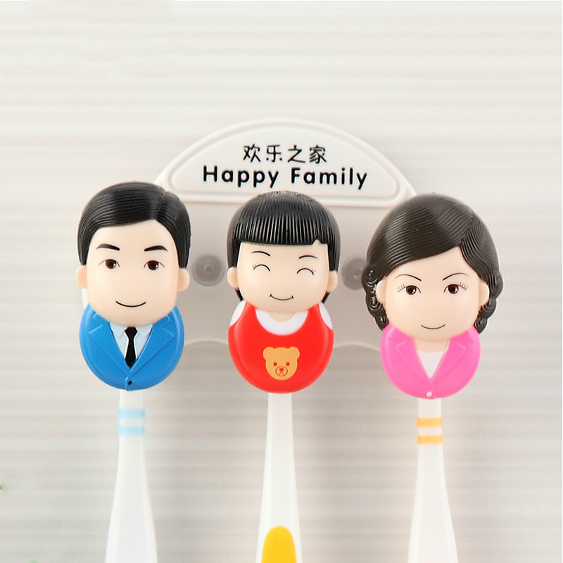 卫生间吸壁式牙刷架情侣双人壁挂免打孔置物架三口四口之家牙具架日用家居