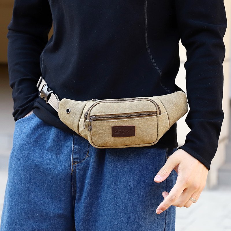 派尼美特贴身小腰包男士帆布运动跑步装手机的腰带包女小干活工地防水