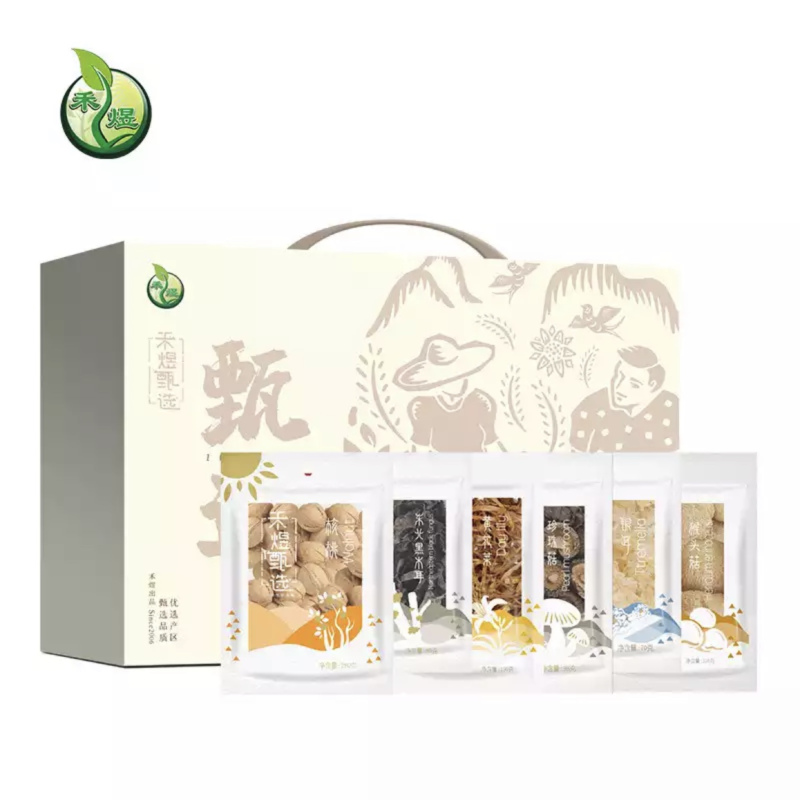 禾煜 菌菇杂粮礼盒 茶树菇 竹荪 绿豆 木耳 员工福利年货送礼品 禾煜甄选798g