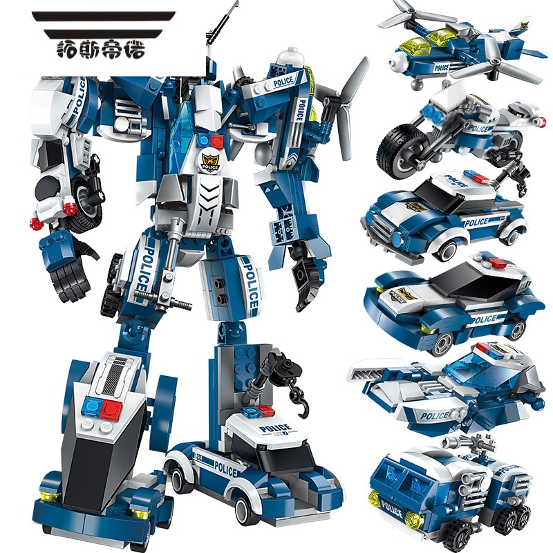 拓斯帝诺积木疾风战将合体变形拼装机器人儿童益智玩具套装6-10岁男孩