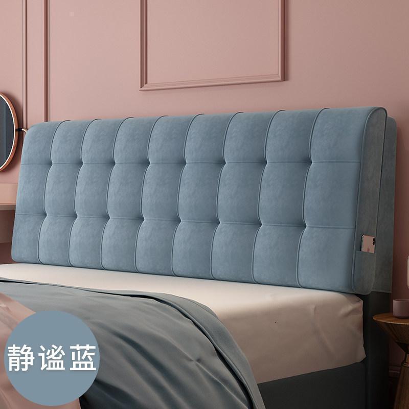 美帮汇床头靠垫软包床头板大靠背垫床头罩榻榻米现代简约可拆洗 静谧蓝 宽120*高60(有无床头请备注)