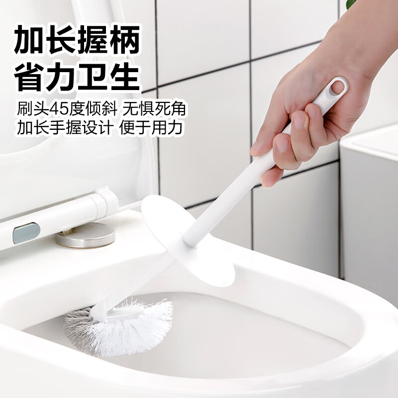 茶花 马桶刷子长柄刷洁厕刷硬毛刷马桶清洁神器卫生间打扫套装*高清大图