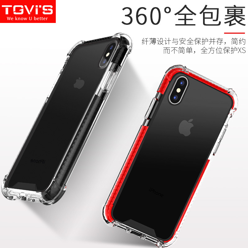 泰维斯(TGVI’S) iPhoneXS Max新机6.5英寸手机壳透明气囊防摔保护套 晶格系列 红色