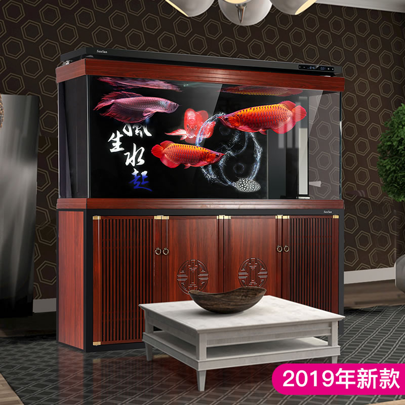新款大型龙鱼缸超白缸底过滤免换水客厅缸高清大图