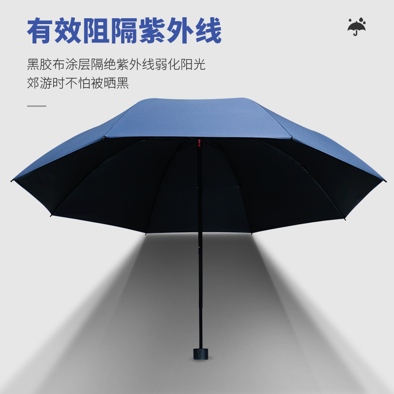 红叶三折PG黑胶伞 防风折叠晴雨伞男女黑胶防晒太阳伞遮阳伞 8骨加固雨伞 颜色随机-DF7345!高清大图