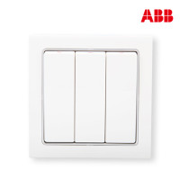 ABB开关插座 德宁雅白 三联/三位/三开单控86型开关面板AN103