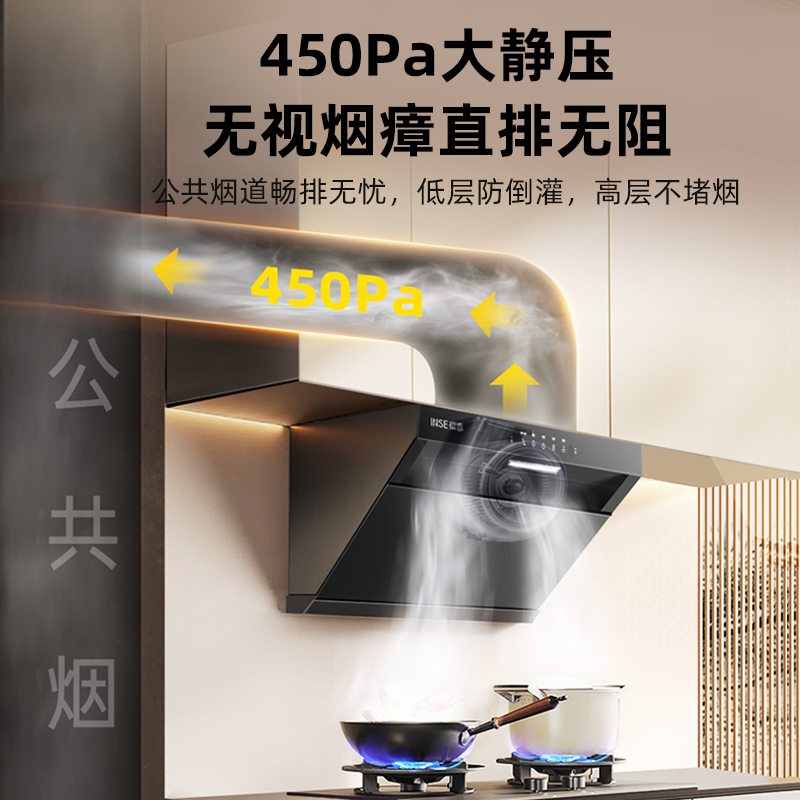 樱雪INSE抽油烟机超薄平嵌侧吸式家用厨房油烟机22m³大吸力立体环吸挥手智控自清洗吸油烟机CXW-280-251C2高清大图