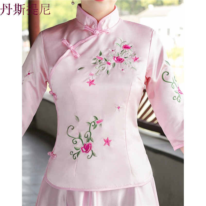 中式伴娘服长款姐妹团闺蜜装婚纱礼服秀禾伴娘女民国风合唱服长裙