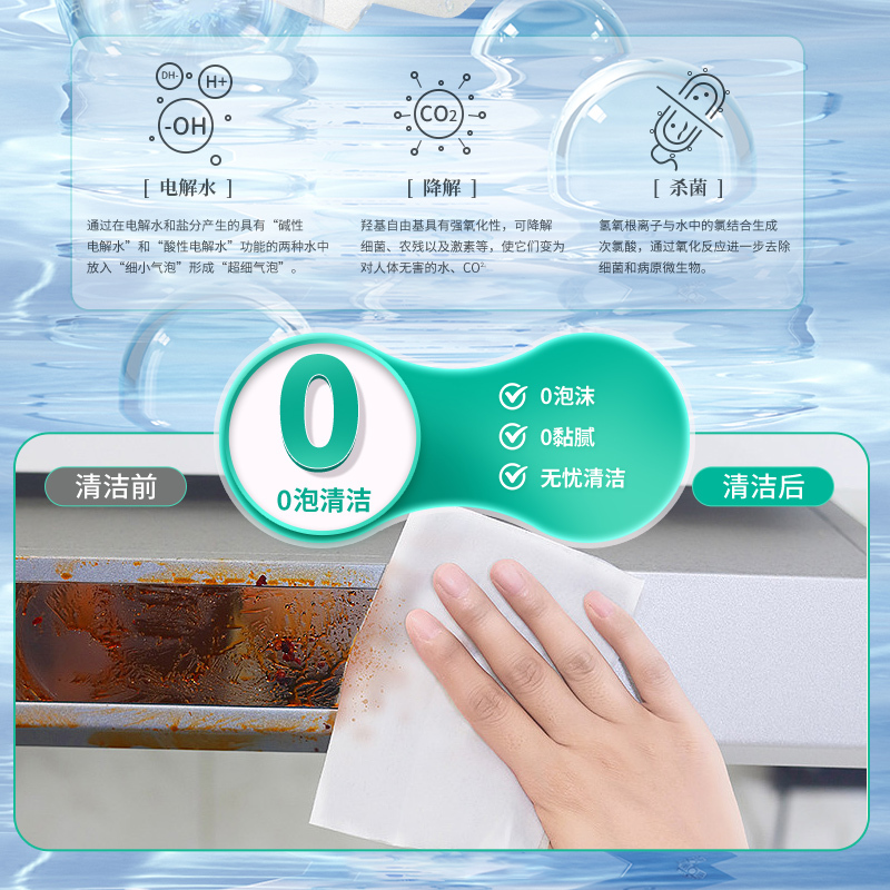 五月花x超活水厨房湿巾纸80抽*1包去油去污除菌家用油烟机清洁强力去油污零泡抽取式