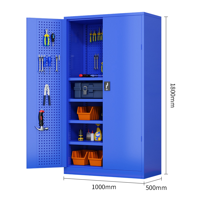 振奥 工具柜重型工具柜五金零件柜多功能加厚车间置物柜 1800x1000x500mm/台(五层调节带挂板蓝色)