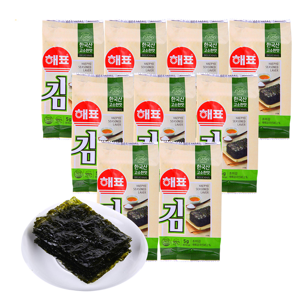 韩国进口 海牌(HAEPYO)长今传统海苔45g（9小包）海味即食 休闲零食 米饭寿司好伴侣 酥脆鲜美