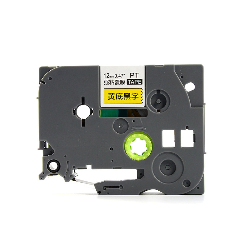 羚翎 LZe-631 适用兄弟标签机 12mm 标签机色带 黄底黑字高清大图