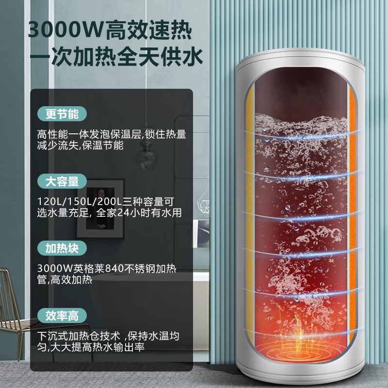 奥克斯商用电热水器大容量储水式落地立式中央供水WiFi控一级能效SMS-200LZ[200L] 立式一级能效家用商用高清大图