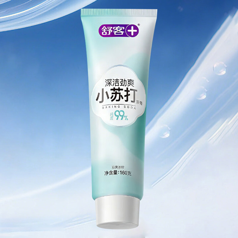 舒客牙膏深洁劲爽小苏打含氟防蛀沁爽冰柠160g(包装随机)高清大图