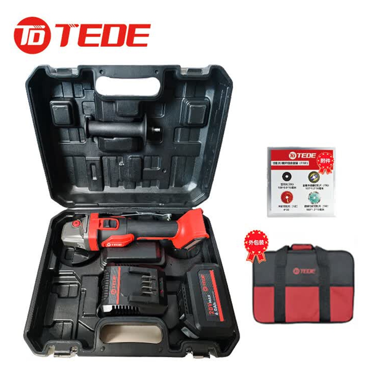 TEDE 100mm无刷充电式锂电研磨机 一电一充 TD-9260 套高清大图