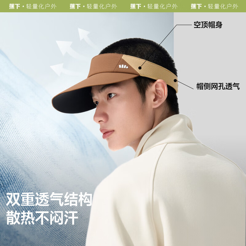 蕉下(beneunder)帽子男防晒帽遮阳帽运动吸汗网球帽空顶帽DS567银河灰