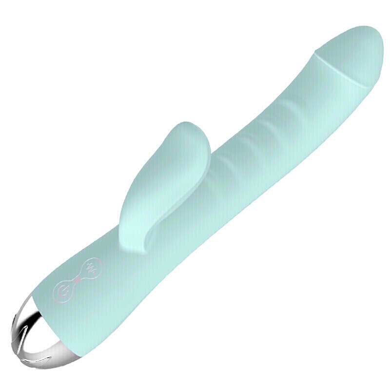 久爱 恒温加热震动棒女用自嗨玩具全自动智能变频伸缩女性振动av按摩棒双头转珠棒快感情趣用品 加温萌系双震棒-蓝色高清大图