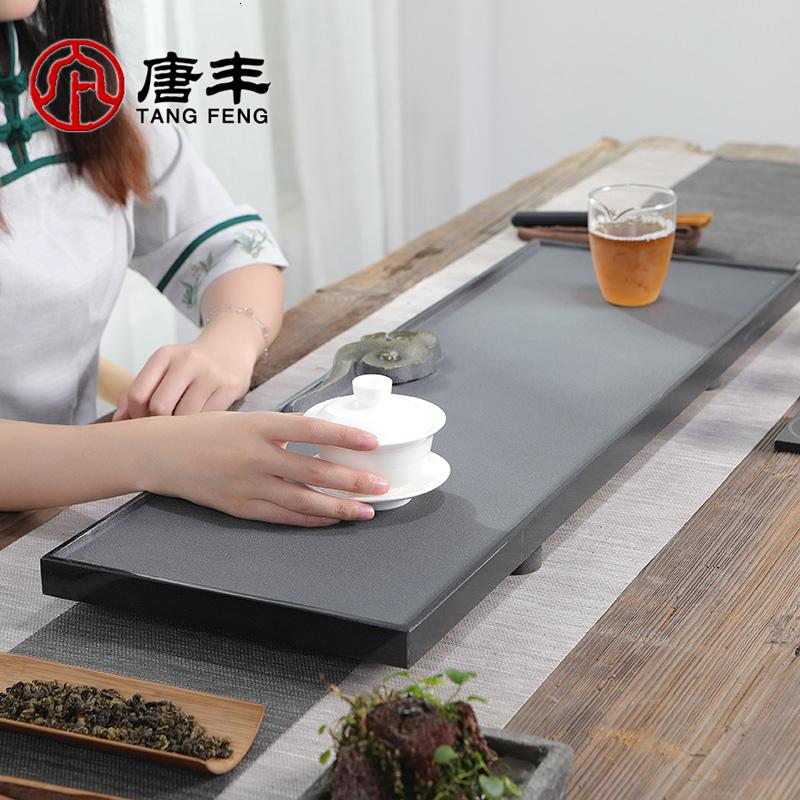 家柏饰(CORATED)乌金石茶盘石头祥云茶托整块家用大号茶台办公简约茶几190178高清大图