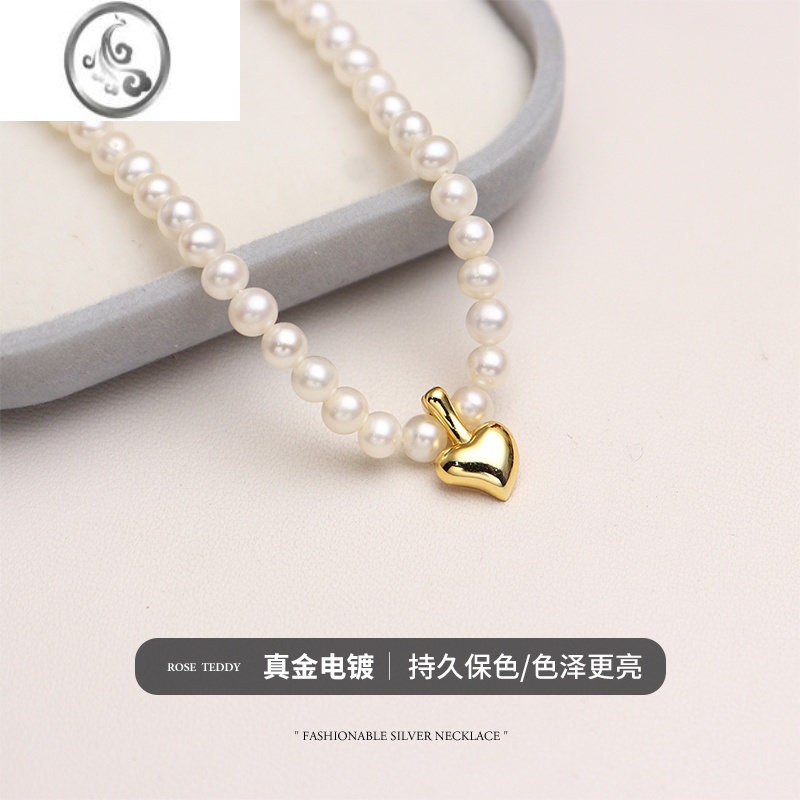 JiMi爱心吊坠女款24k金坠子不含项链小金豆925银银扣心形银饰单坠