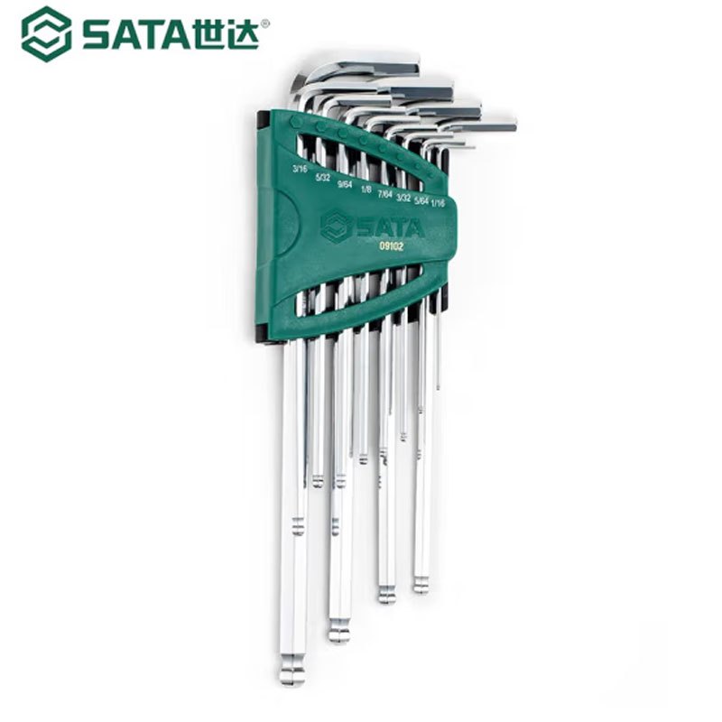 世达(SATA)12件英制特长球头内六角扳手组套09102