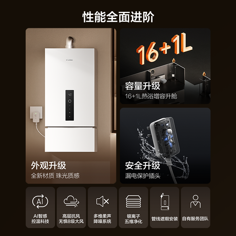 方太JSQ30-P16T3-FR燃气热水器 16+1升天然气 家用强排式智能恒温变频沐浴洗 澎湃大水量 管线遮瑕