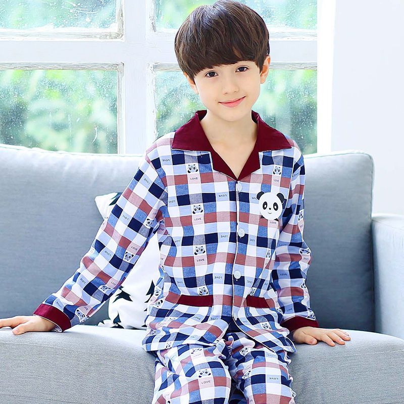 [促销]儿童睡衣男童纯棉春秋长袖套装小孩男孩宝宝全棉中大童家居服夏季
