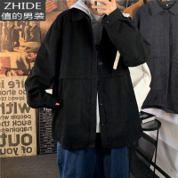 值得男装外套男生i港风潮流季韩版宽松帅气上衣休闲百搭双面穿夹克_311 黑色 L