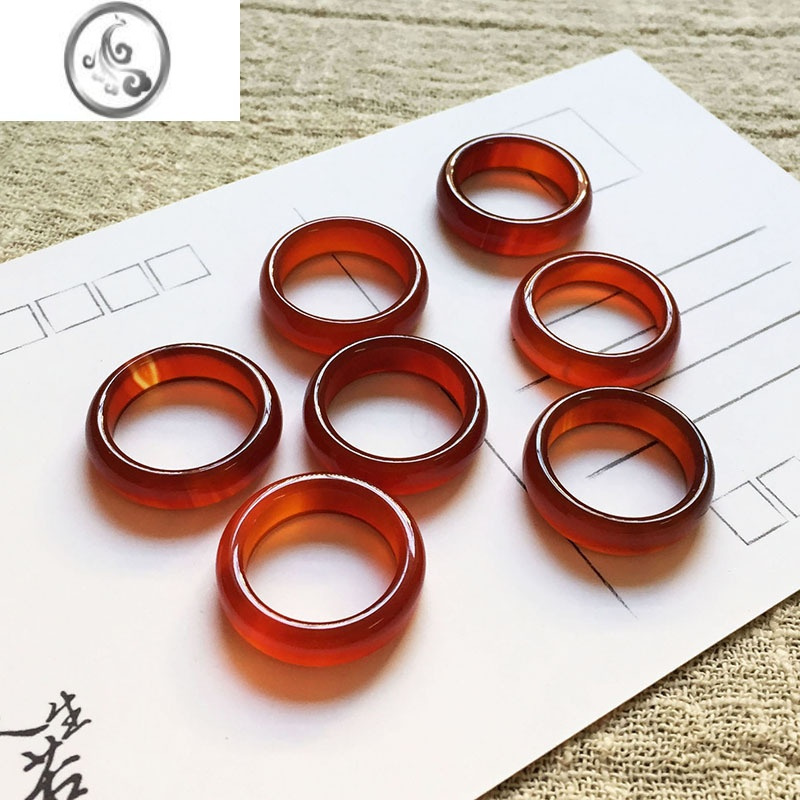 jimi鸿运当头红玉髓戒指尾戒玛瑙玉石男女款本命年红色指环礼物