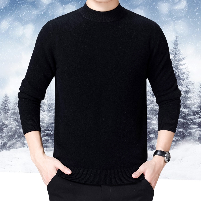 送运费险 免费试穿专柜正品羊绒衫男中年圆领纯色商务休闲毛衣春秋季爸爸装针织衫EERDS山羊绒高端正品官方旗舰店 黑色 170/88A