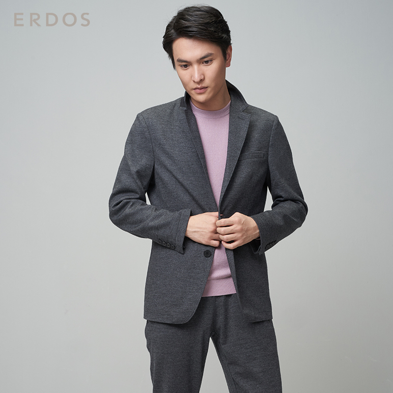 鄂尔多斯ERDOS 商务舒适保暖修身显瘦羊毛男士大衣外套夹克