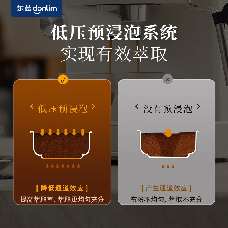 东菱(DonLim)咖啡机家用半自动意式浓缩办公室商用高压萃取蒸汽打奶泡机 DL-8501高清大图