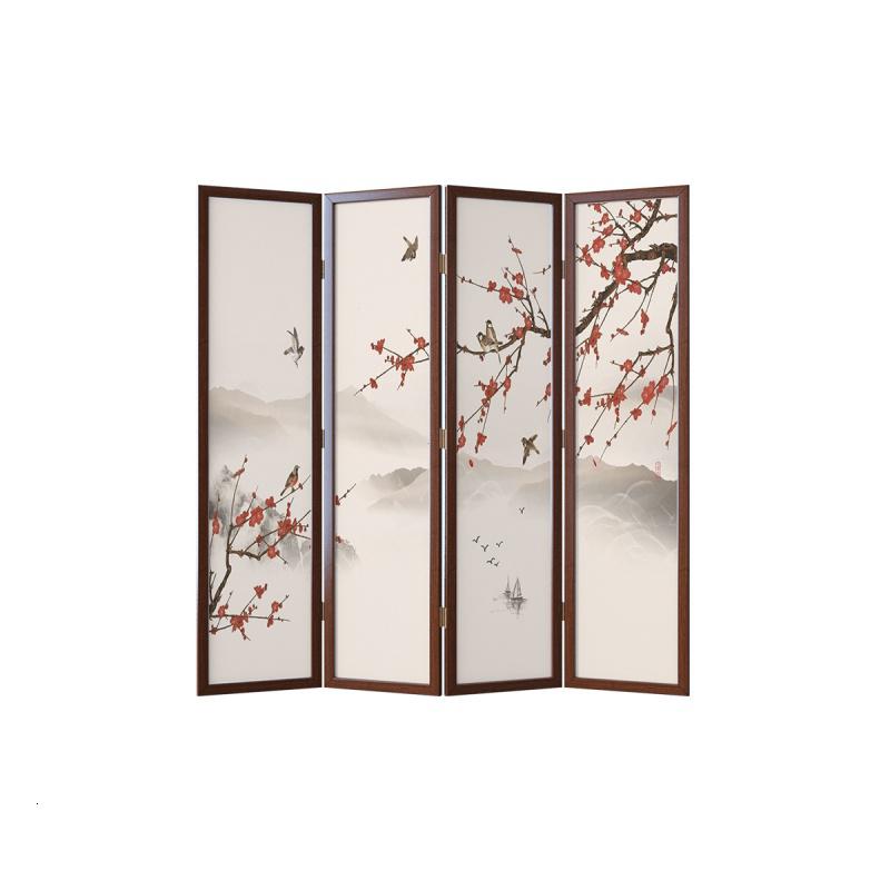 BONJEAN新中式实木屏风隔断客厅卧室办公室酒店简约现代折叠移动花鸟折屏高清大图